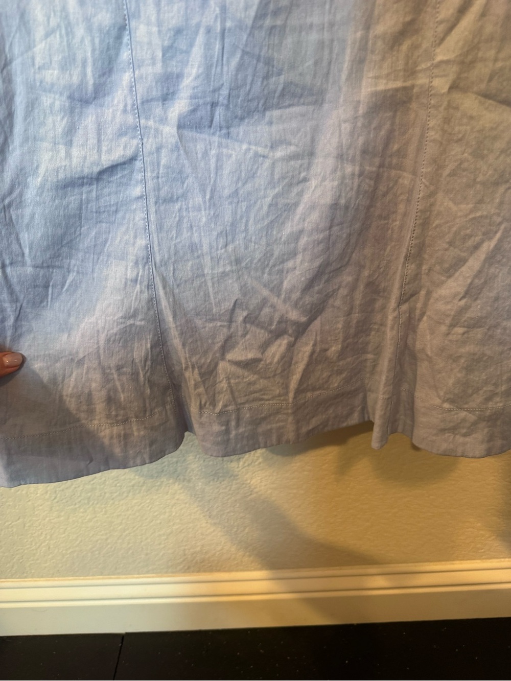 Anthropologie Light Blue Midi Dress Size M| Cap Sleeve Fitted Linen Blend NWT - Picture 6 of 11